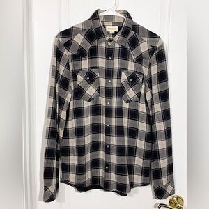 Y2K Diesel Plaid Pearl Snap Western Shirt Vintage Black Cream Men’s Large